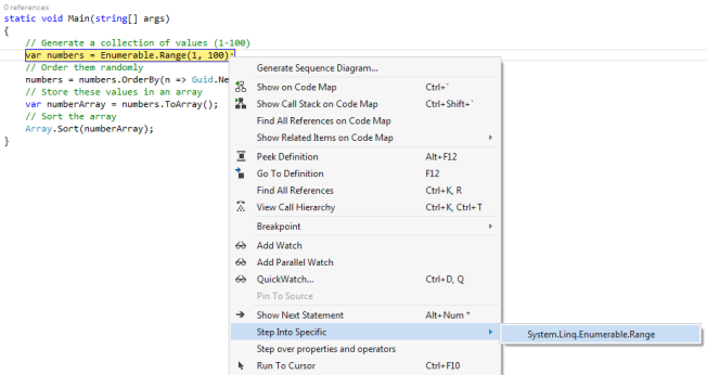 You can use the "Step into Specific > (Your Method)" option to debug through the .NET source.